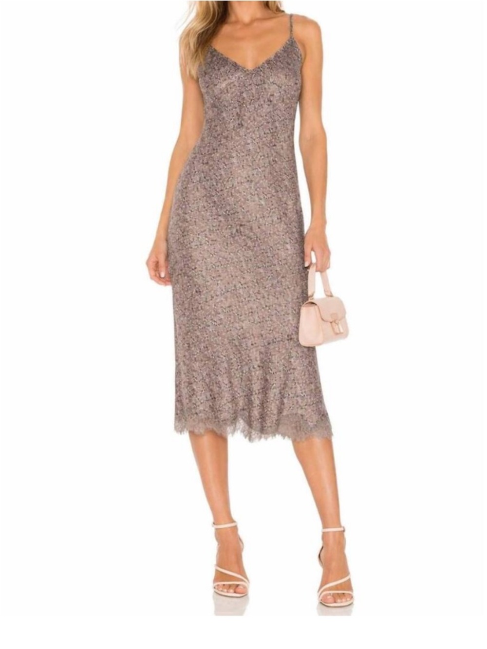 NWT Gold Hawk Chloe Slip Dress in Taupe Size Small